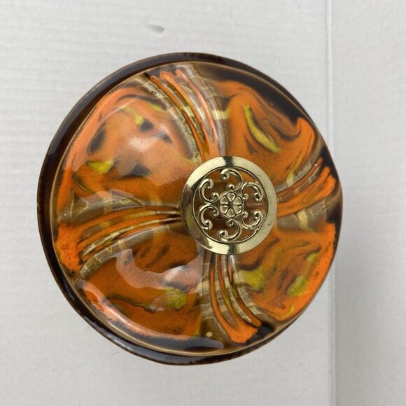 California USA Pottery 64 255 250 2501 Orange Brown Lazy Susan Serving Dish - Picture 11 of 11